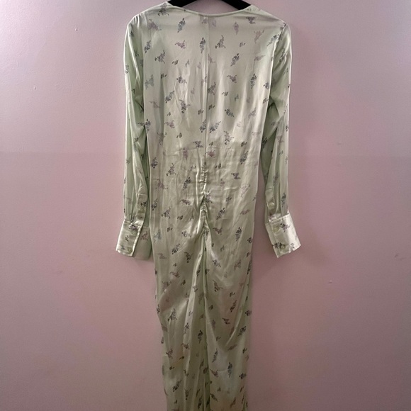 Ganni Light Green Floral Long Sleeve Dress - Picture 2 of 12